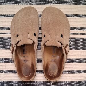 Birkenstock Boston Clogs Taupe Suede 39 Narrow Soft Footbed